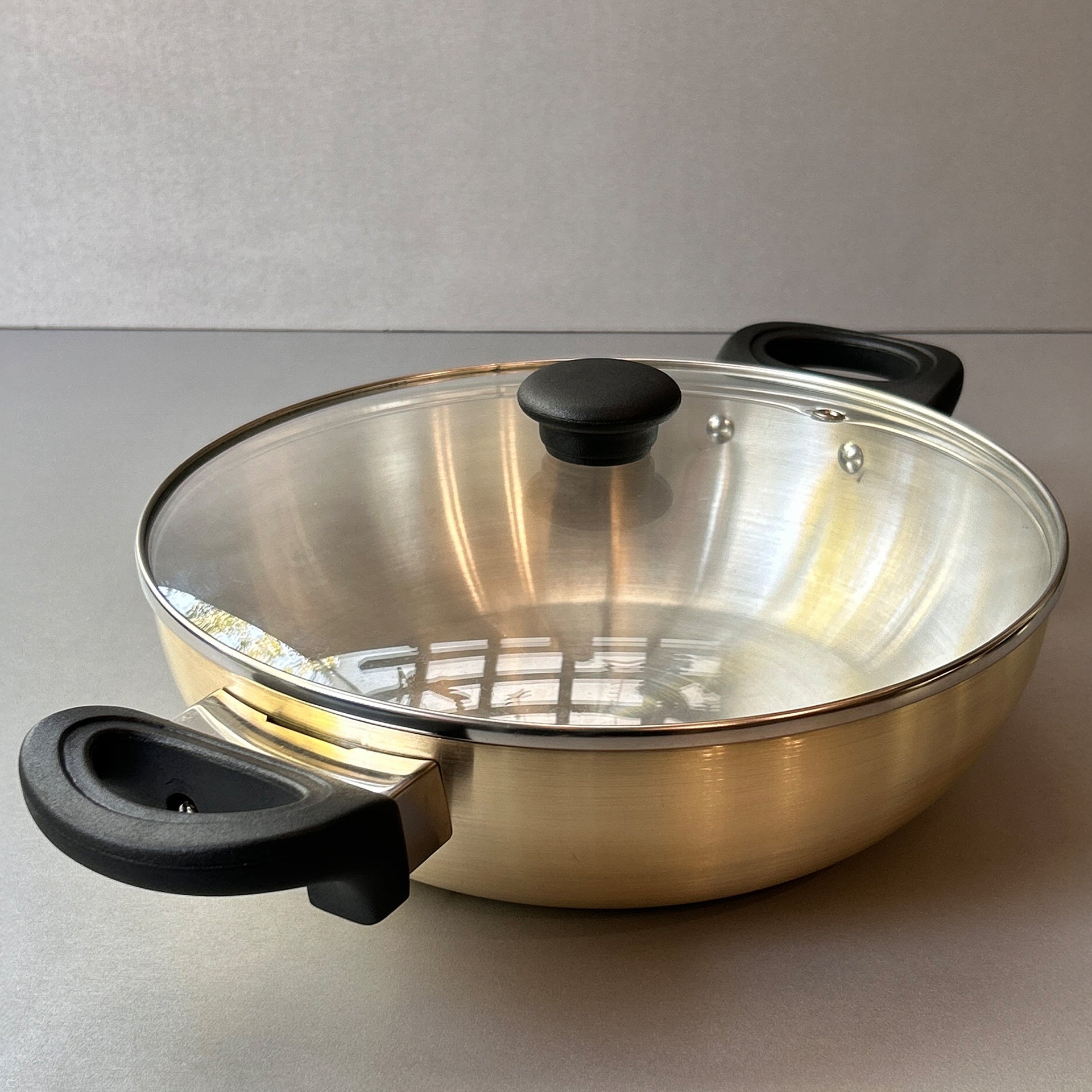 Paramparagat Upyogita Brass Flat Bottom Kadhai (Wok) 3.5 Ltr