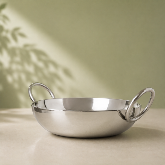 Param Upyog Stainless Steel Flat Bottom Kadhai 3.5 Liters