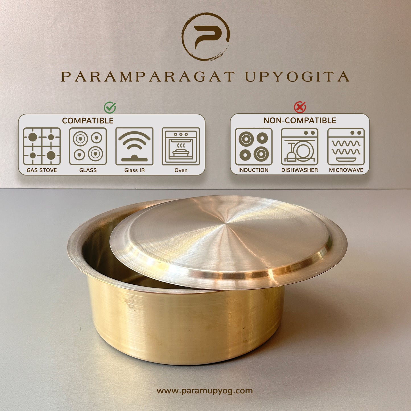 Paramparagat Upyogita Chaitanya Brass Tope (Bhagona) 5.5Ltr. With Lid