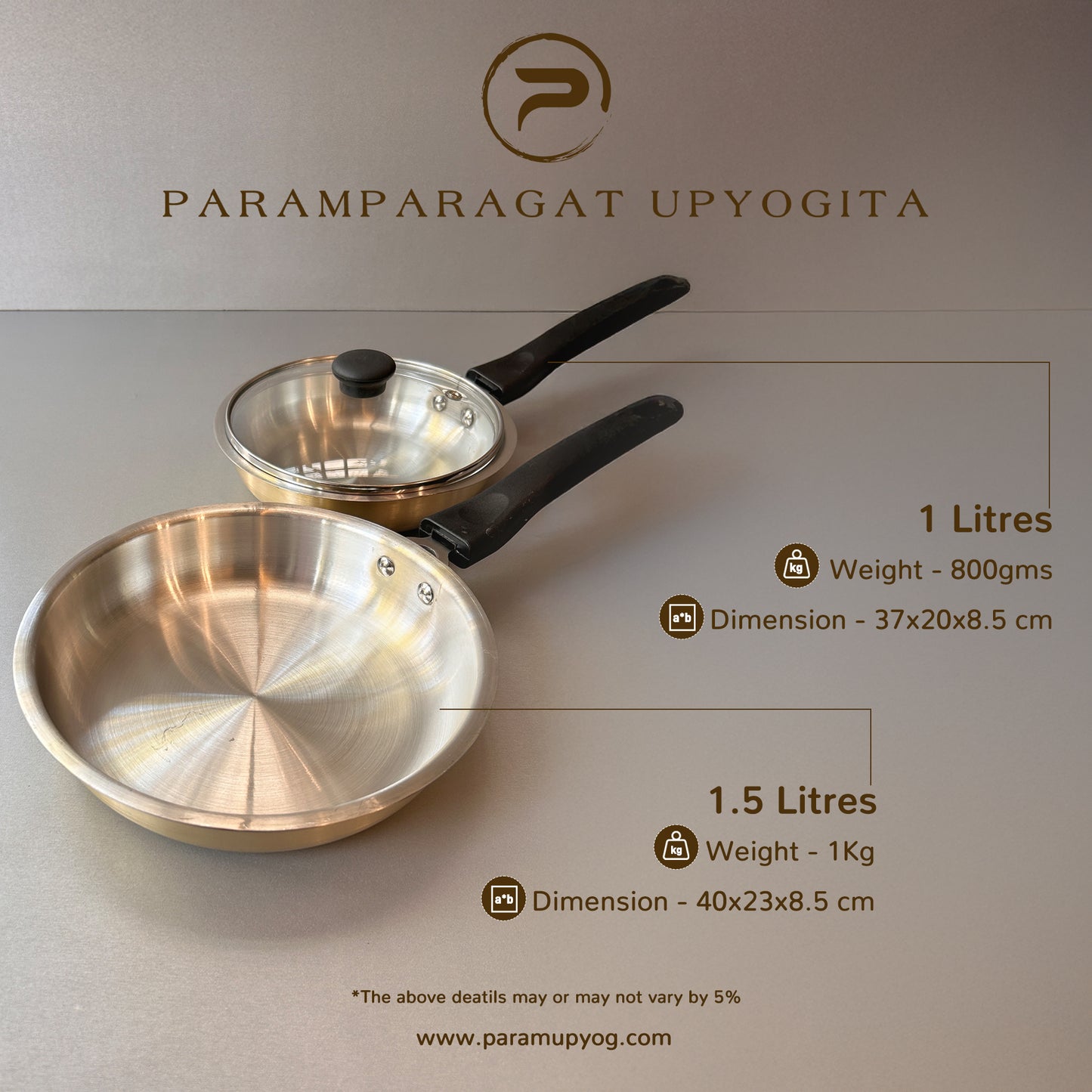 Paramparagat Upyogita Chaitanya Brass Frying Pan 1.5 Liters