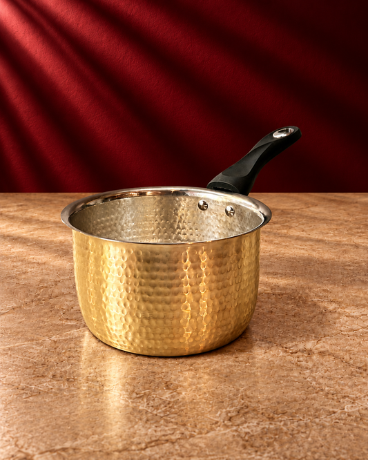 Paramparagat Upyogita Hammered Brass Saucepan – 2 Liters