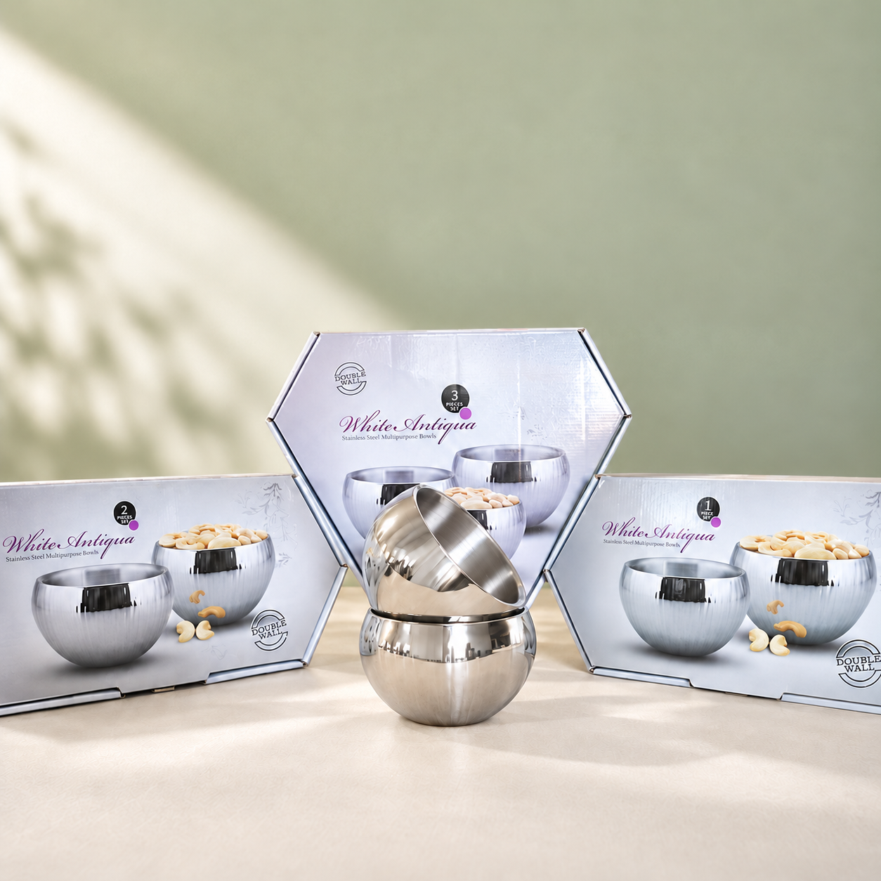 Param Upyog Stainless Steel Double Wall Dry Fruit Bowls – Set of 2