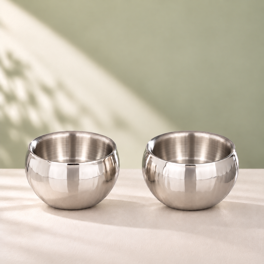 Param Upyog Stainless Steel Double Wall Dry Fruit Bowls – Set of 2