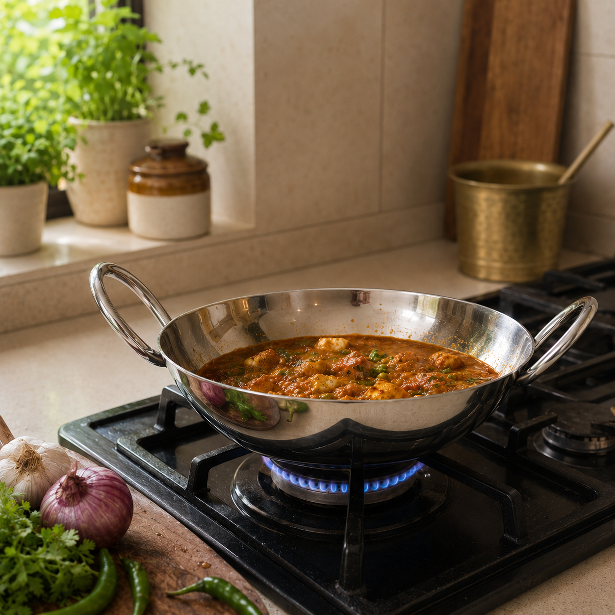 Param Upyog Stainless Steel Deep Kadhai 2.5 Litres - 11"