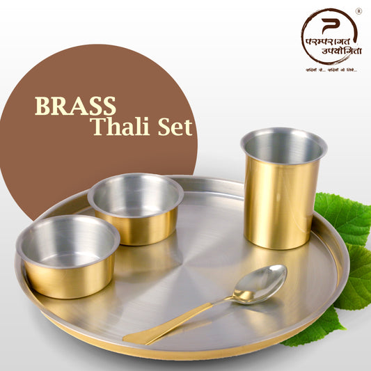 brass pital thali set tin coated