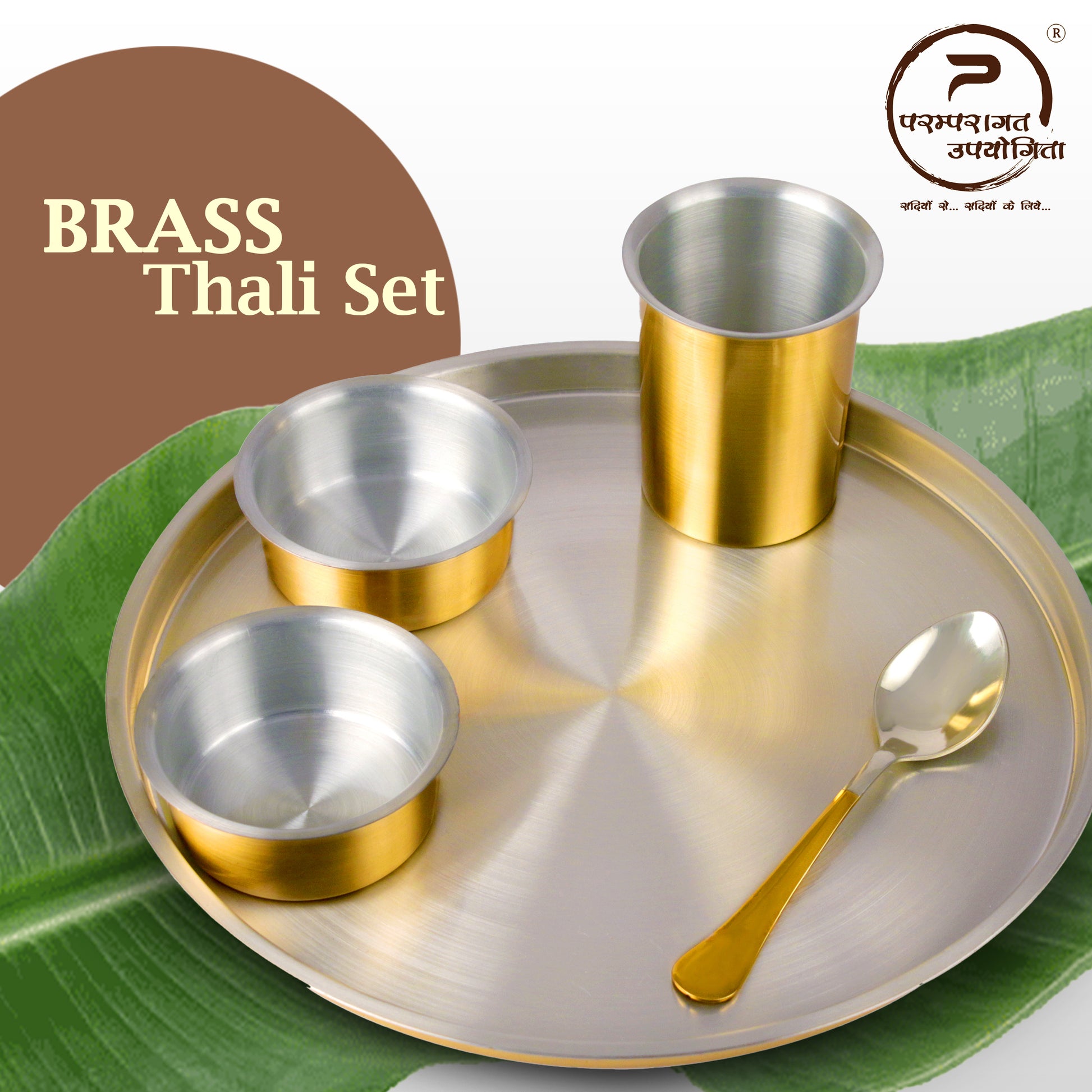 brass pital thali set tin coated