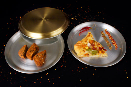 Paramparagat Upyogita Devam Devyani Brass 9" Plate Set with Tin Coating (Kalai)