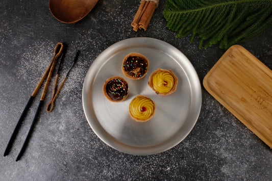 Paramparagat Upyogita Devam Devyani Brass 7" Dessert Plate Set with Tin Coating (Kalai)