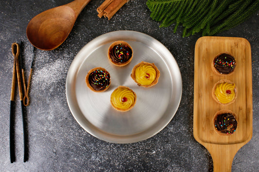 Paramparagat Upyogita Devam Devyani Brass 7" Dessert Plate Set with Tin Coating (Kalai)