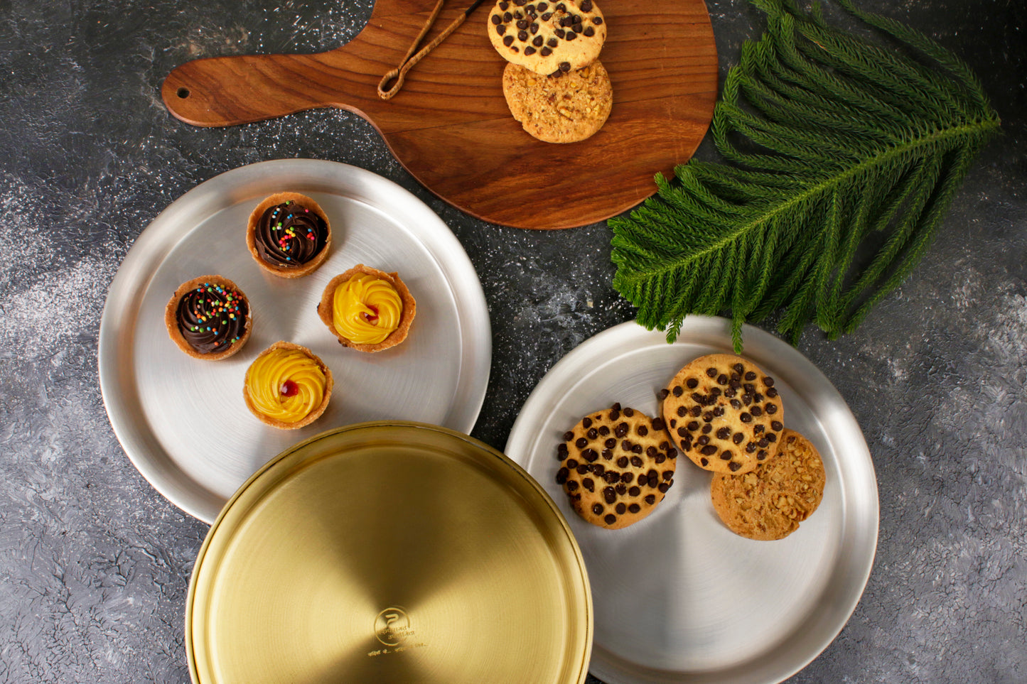 Paramparagat Upyogita Devam Devyani Brass 7" Dessert Plate Set with Tin Coating (Kalai)