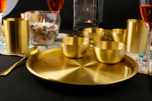 Paramparagat Upyogita Swarna Devyani 13" Brass Single Thali Set