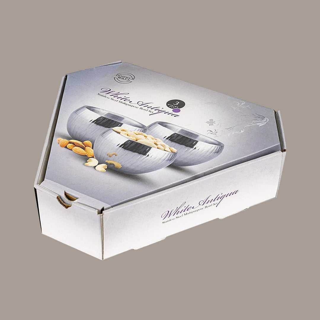 Param Upyog SS Double Wall Dry Fruit Bowl (Set Of 3)