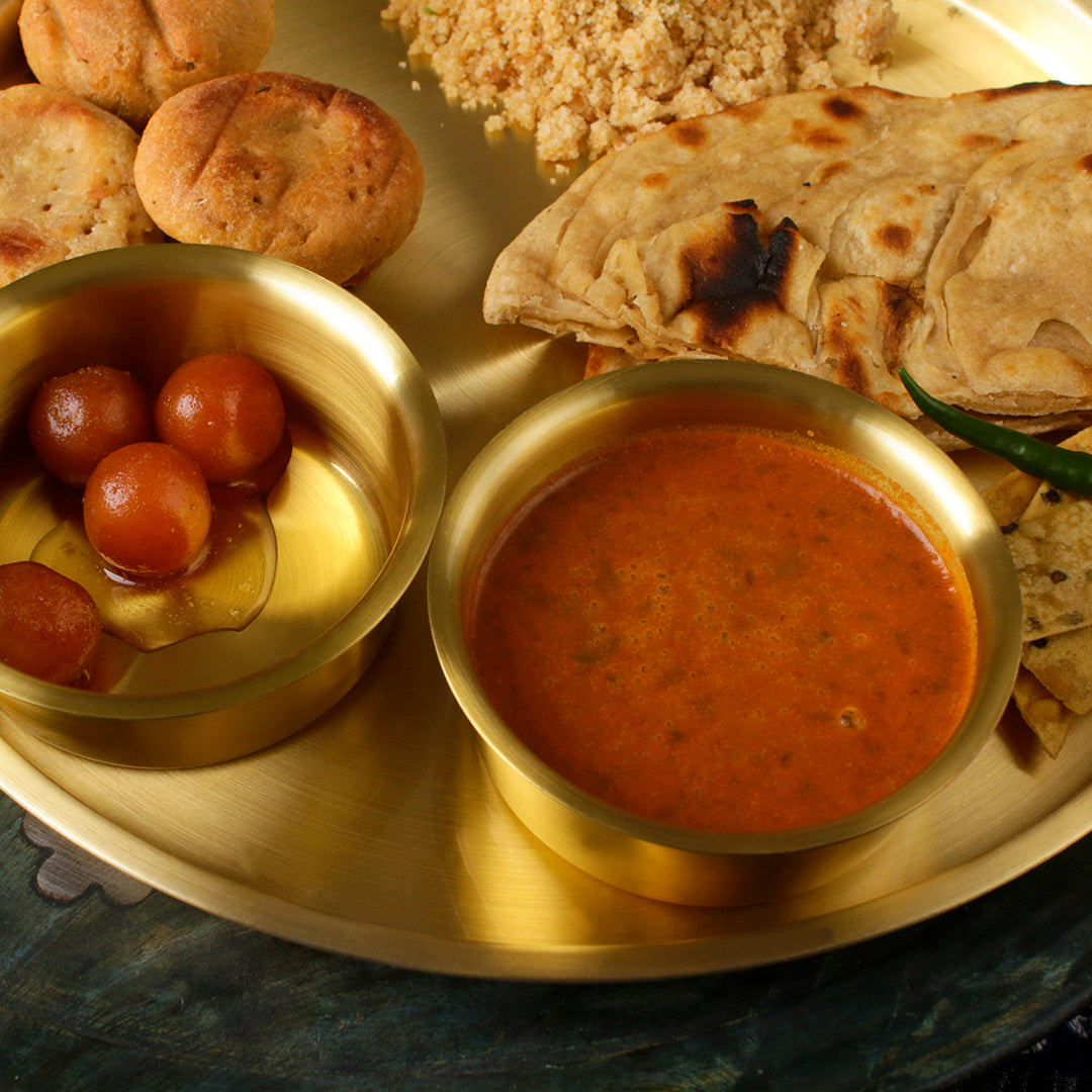 Paramparagat Upyogita Swarna Maharani 11" Pure Brass Single Thali Set