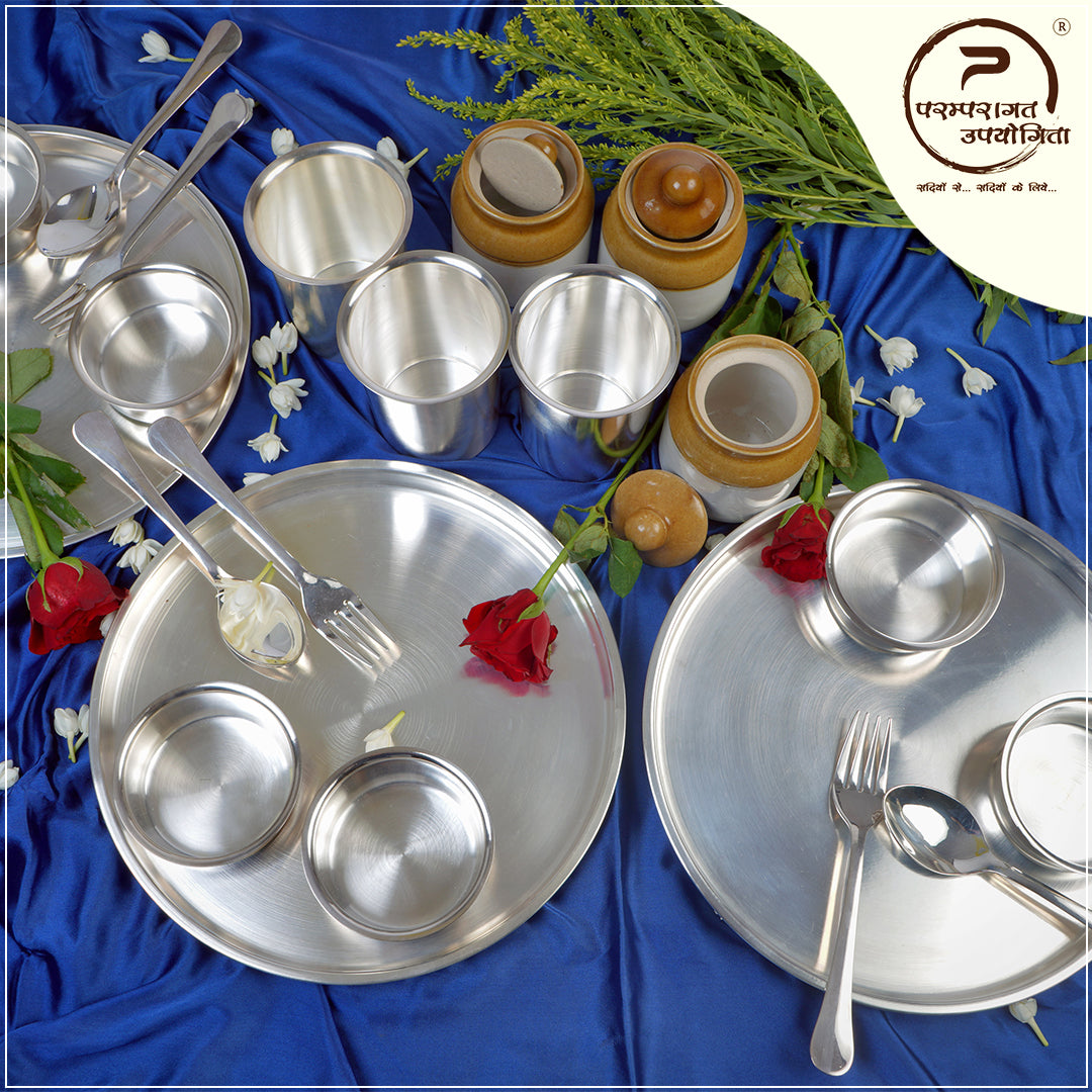 Rajsi silver coated brass kitchenware