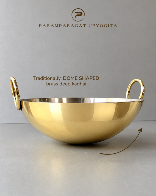 Paramparagat Upyogita Chaitanya Brass Deep Kadhai (Wok) 2.5mm thick - 1.5 Liters