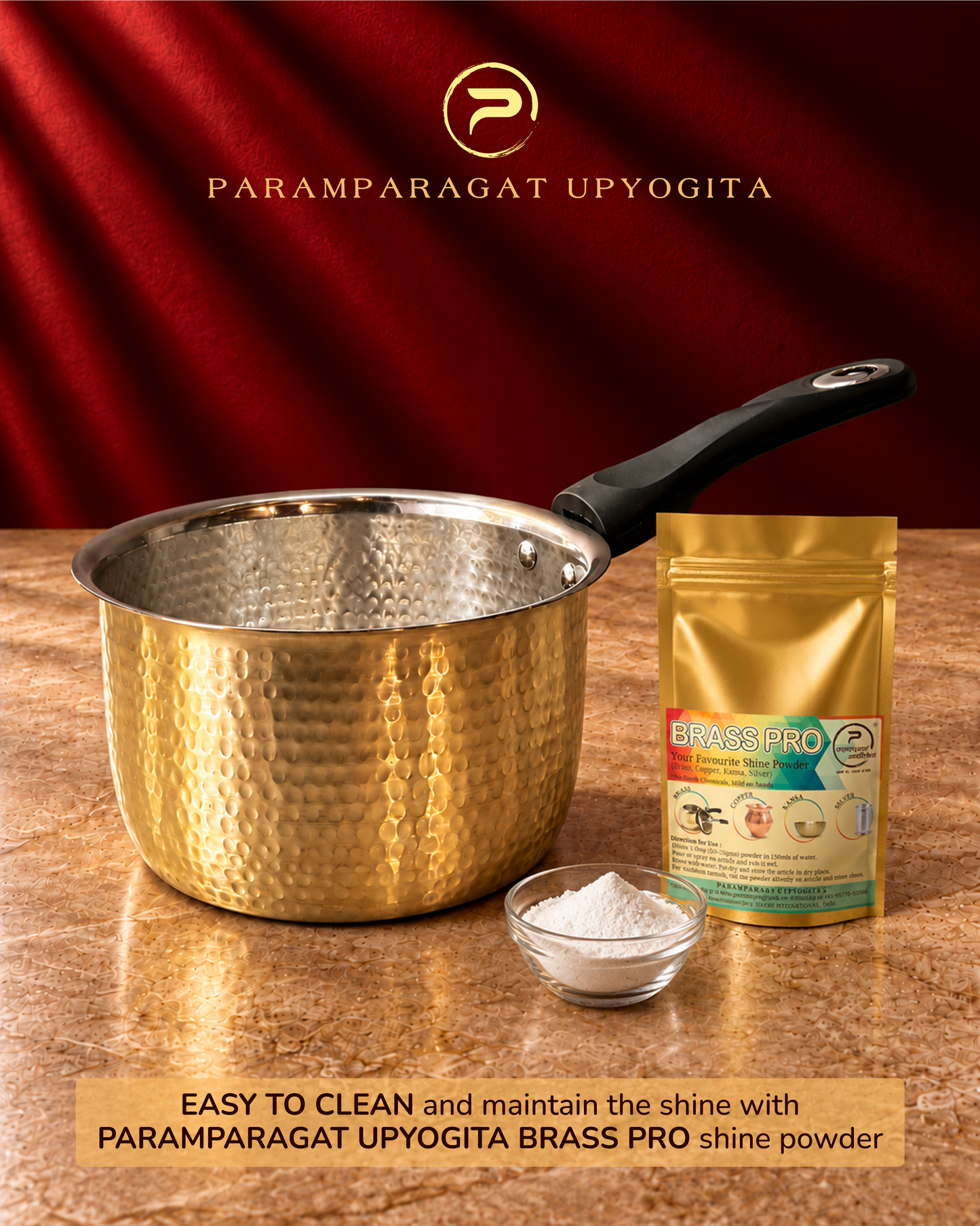Paramparagat Upyogita Hammered Brass Saucepan – 2 Liters