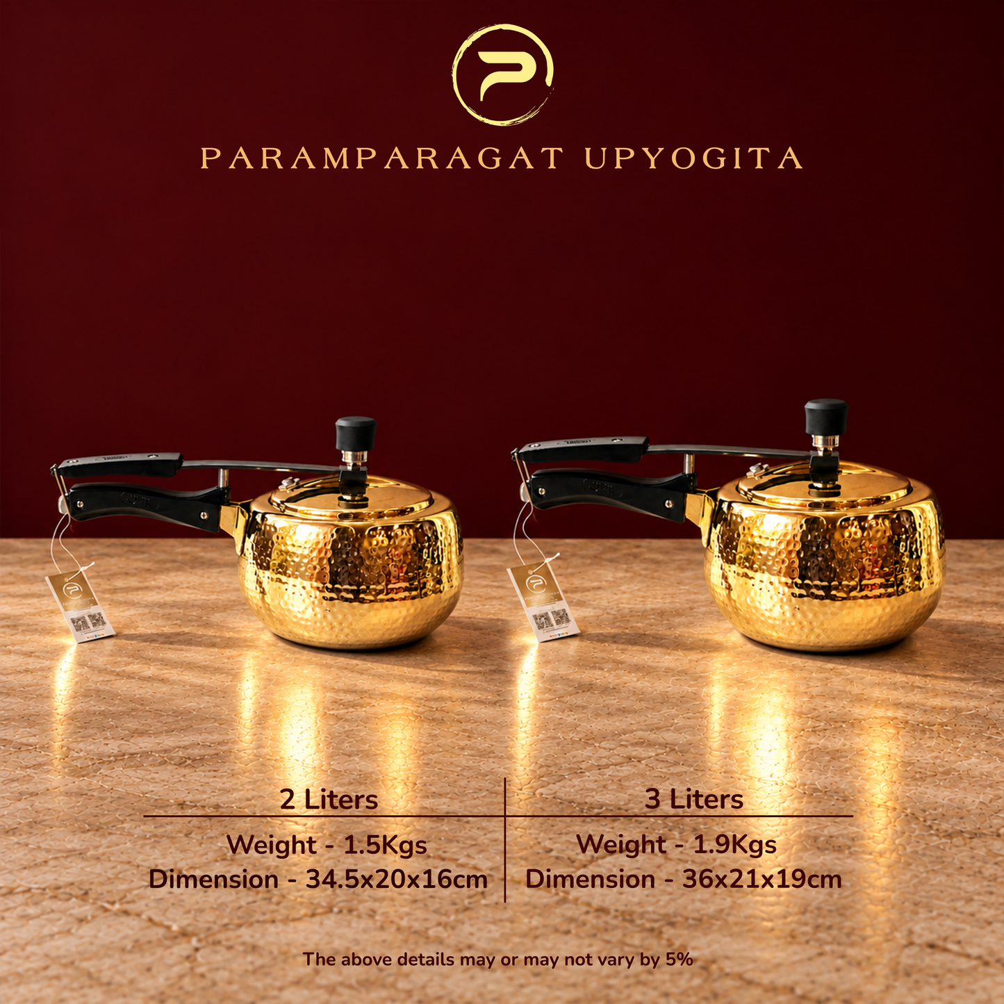 Paramparagat Upyogita Hammered Brass Cooker Handi – 2 Liters