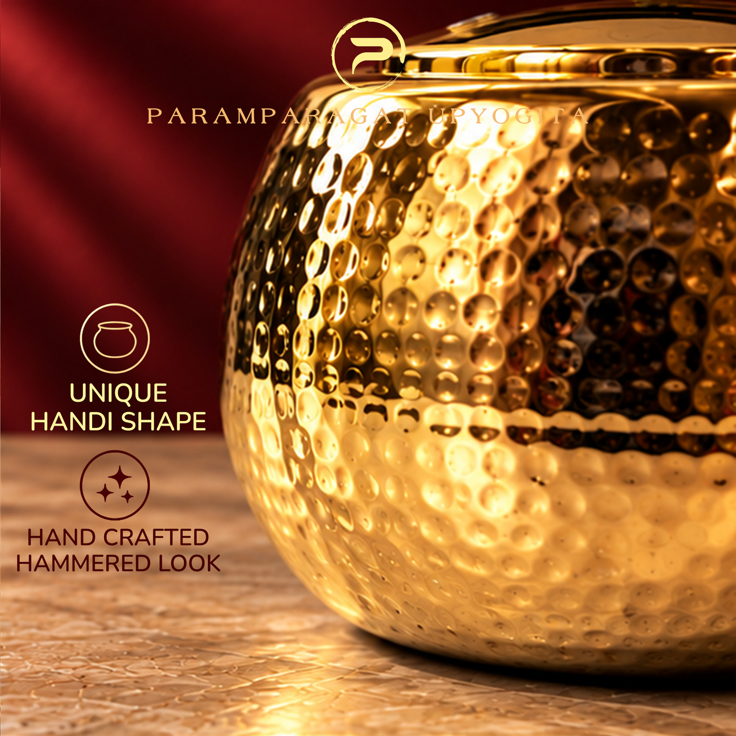 Paramparagat Upyogita Hammered Brass Cooker Handi – 2 Liters