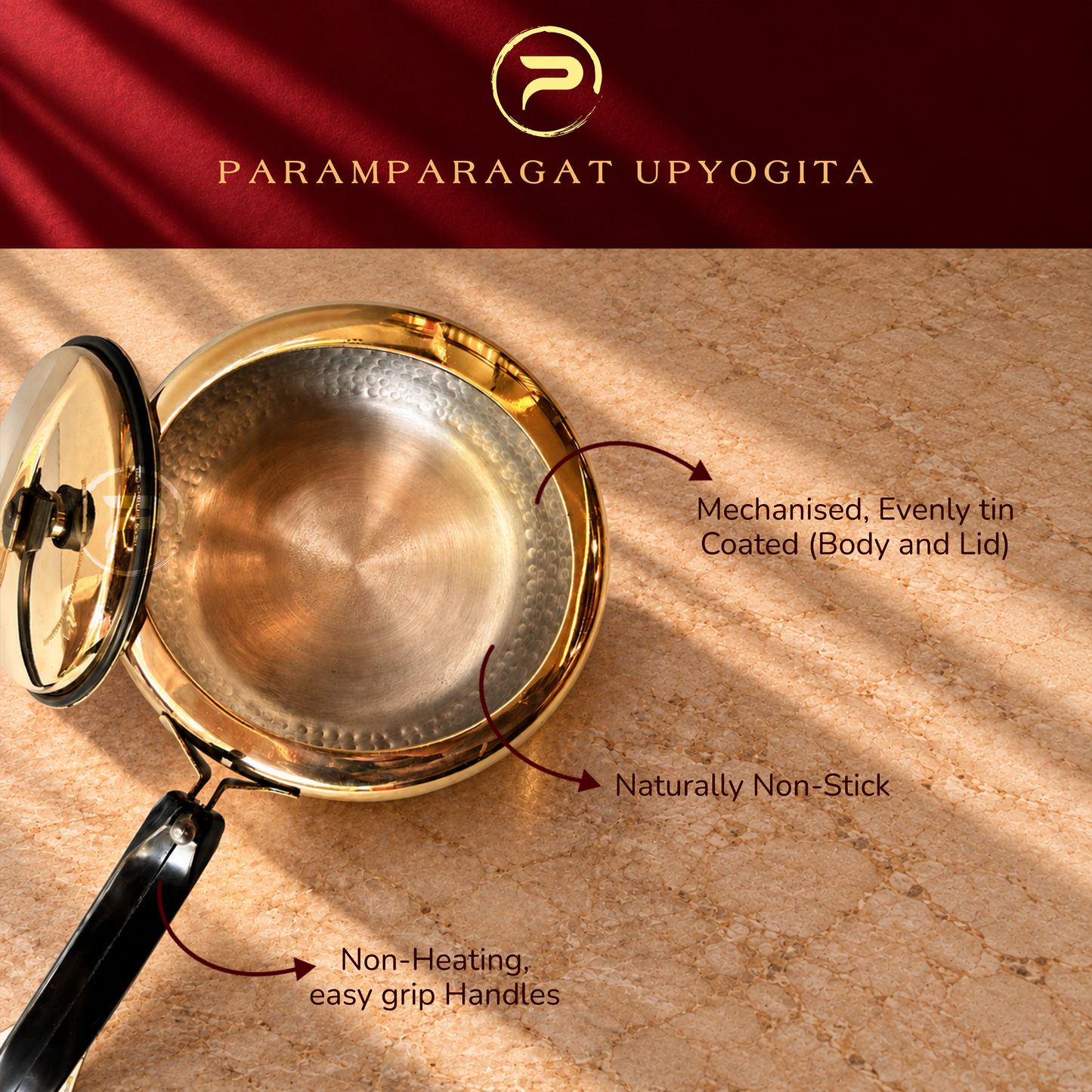 Paramparagat Upyogita Hammered Brass Cooker Handi – 2 Liters