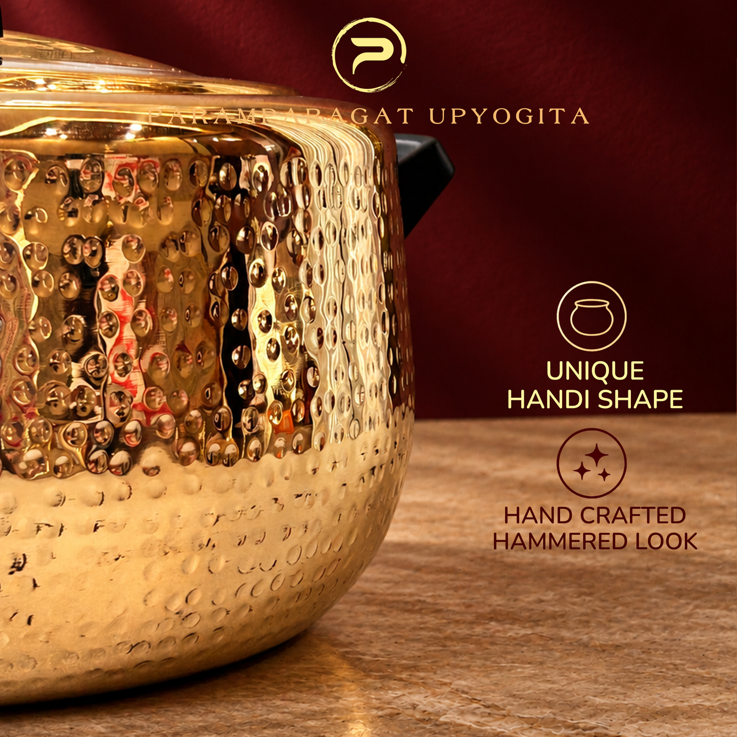 Paramparagat Upyogita Hammered Brass Cooker Handi – 5 Liters