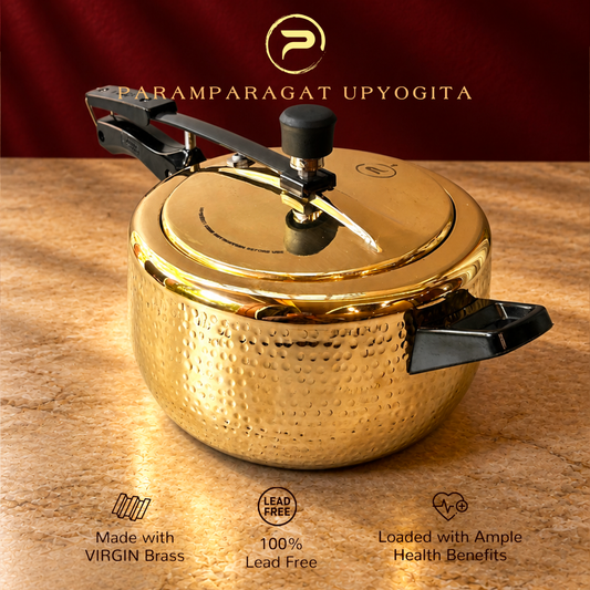 Paramparagat Upyogita Hammered Brass Cooker Handi – 5 Liters