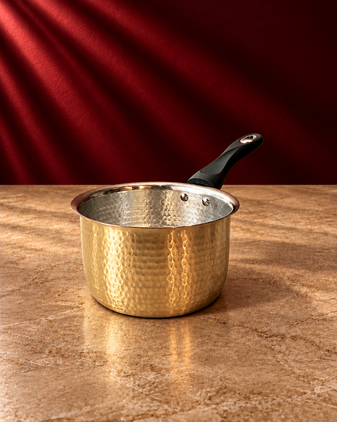 Paramparagat Upyogita Hammered Brass Saucepan – 1.5 Liters