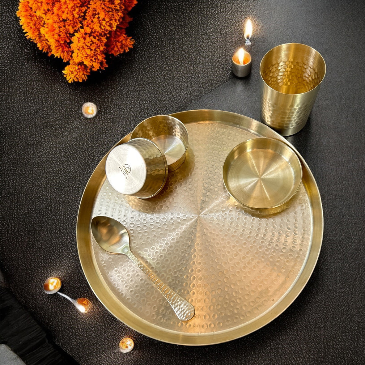 Brass - Swarna Thali Set (Luxe Gold Finish)