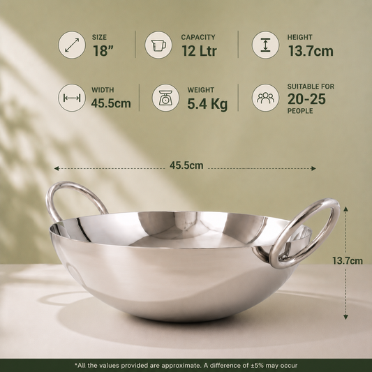 Param Upyog Stainless Steel Deep Kadhai 12 Litres - 18"