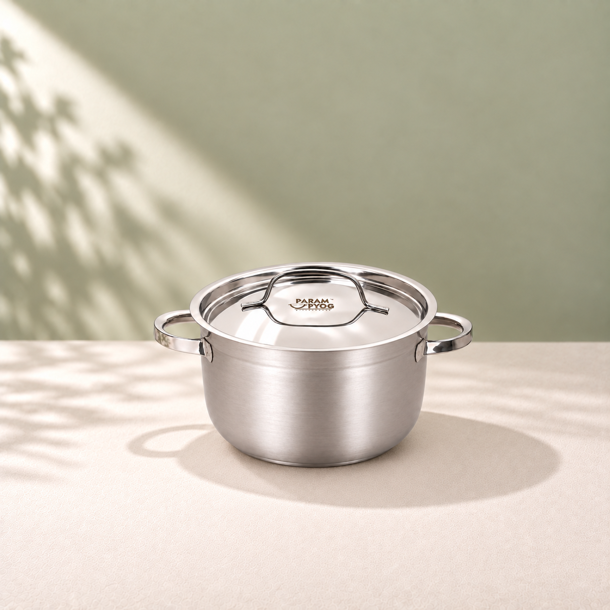 Param Upyog Stainless Steel Induction Biryani/Sambar Pot with Lid 2.5 Liters
