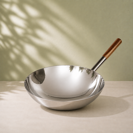 Param Upyog Stainless Steel Chinese Wok/Kadhai 12"