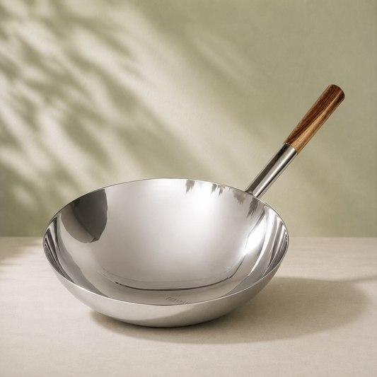 Param Upyog Stainless Steel Chinese Wok/Kadhai 13"