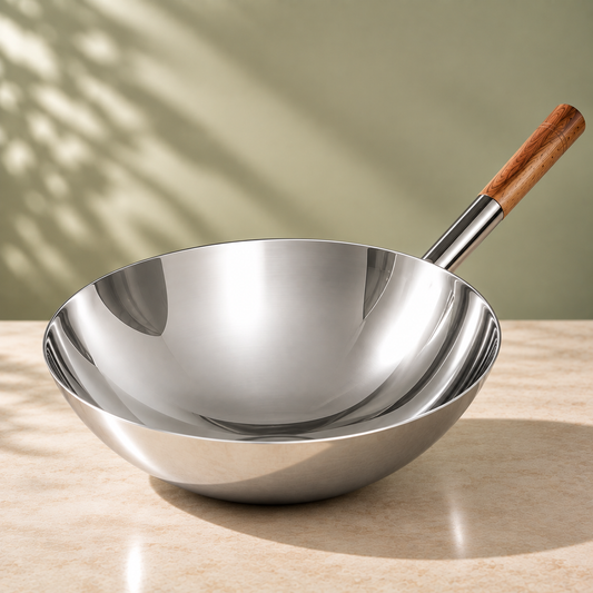 Param Upyog Stainless Steel Chinese Wok/Kadhai 14"