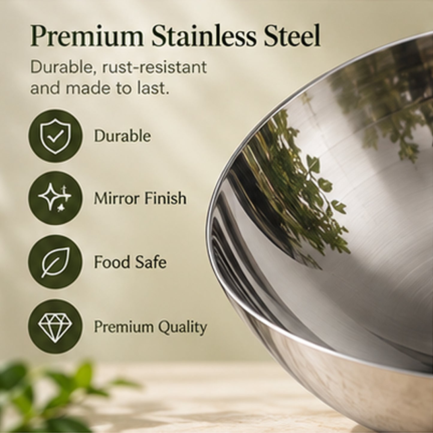 Param Upyog Stainless Steel Chinese Wok/Kadhai 12"