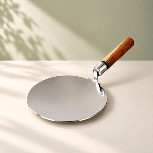 Param Upyog Stainless Steel Tawa with Wooden Handle 9" - 5mm thick