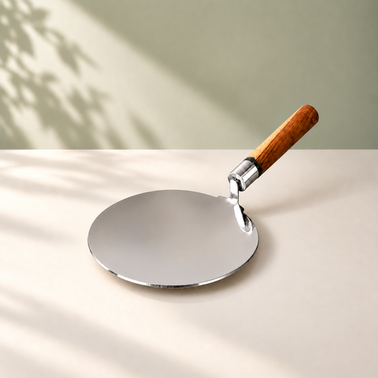 Param Upyog Stainless Steel Tawa with Wooden Handle 9" - 5mm thick