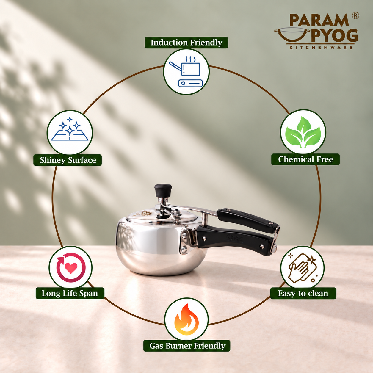 Param Upyog Anant Stainless Steel Induction Pressure Cooker (2 liter)