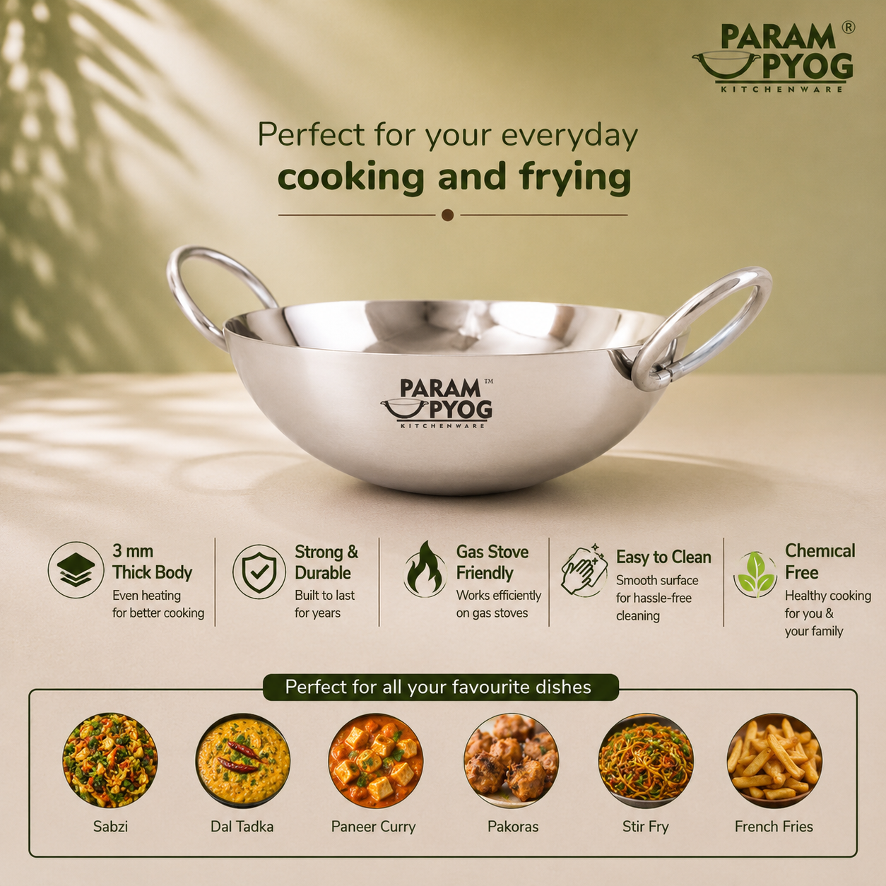 Param Upyog Stainless Steel Deep Kadhai - Mini Size