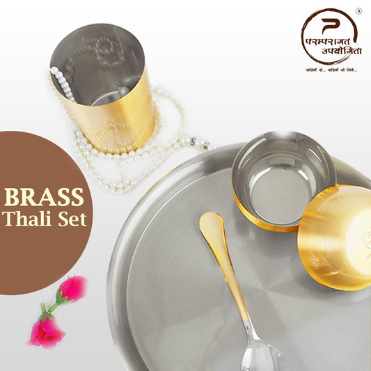 pital brass thali set devam