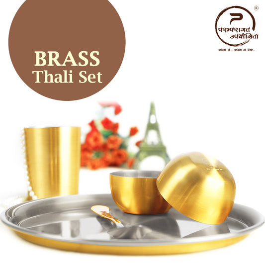 brass pital thali set tin coated