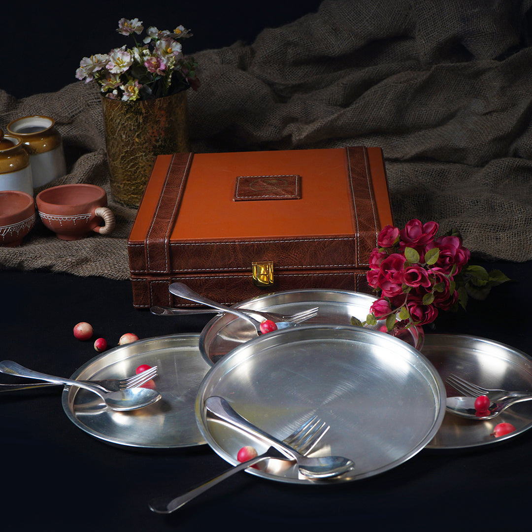 Rajsi Silver Coated Brass Snacks Set