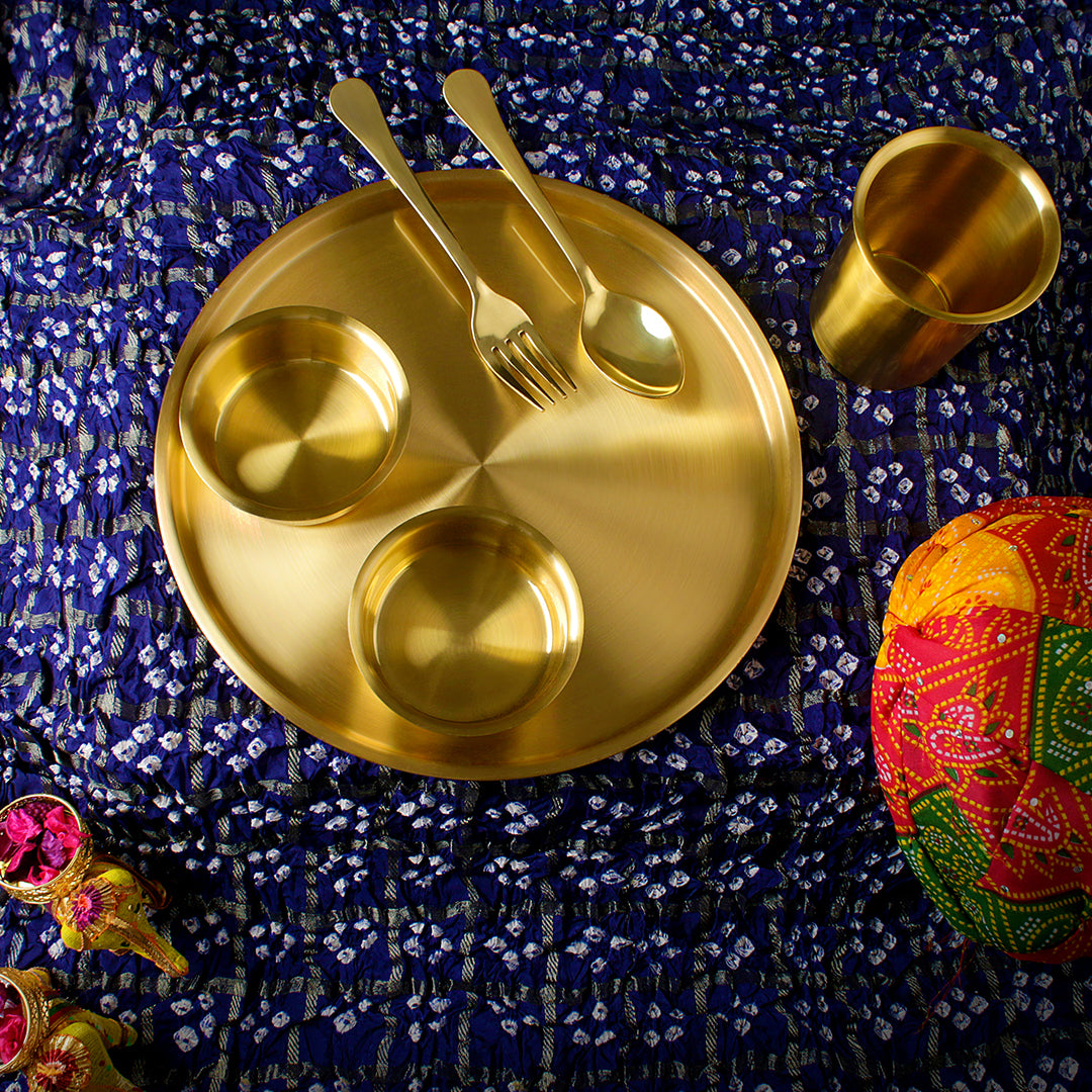 Brass Dinner Set Swarna Finish (Luxe Gold Finish)